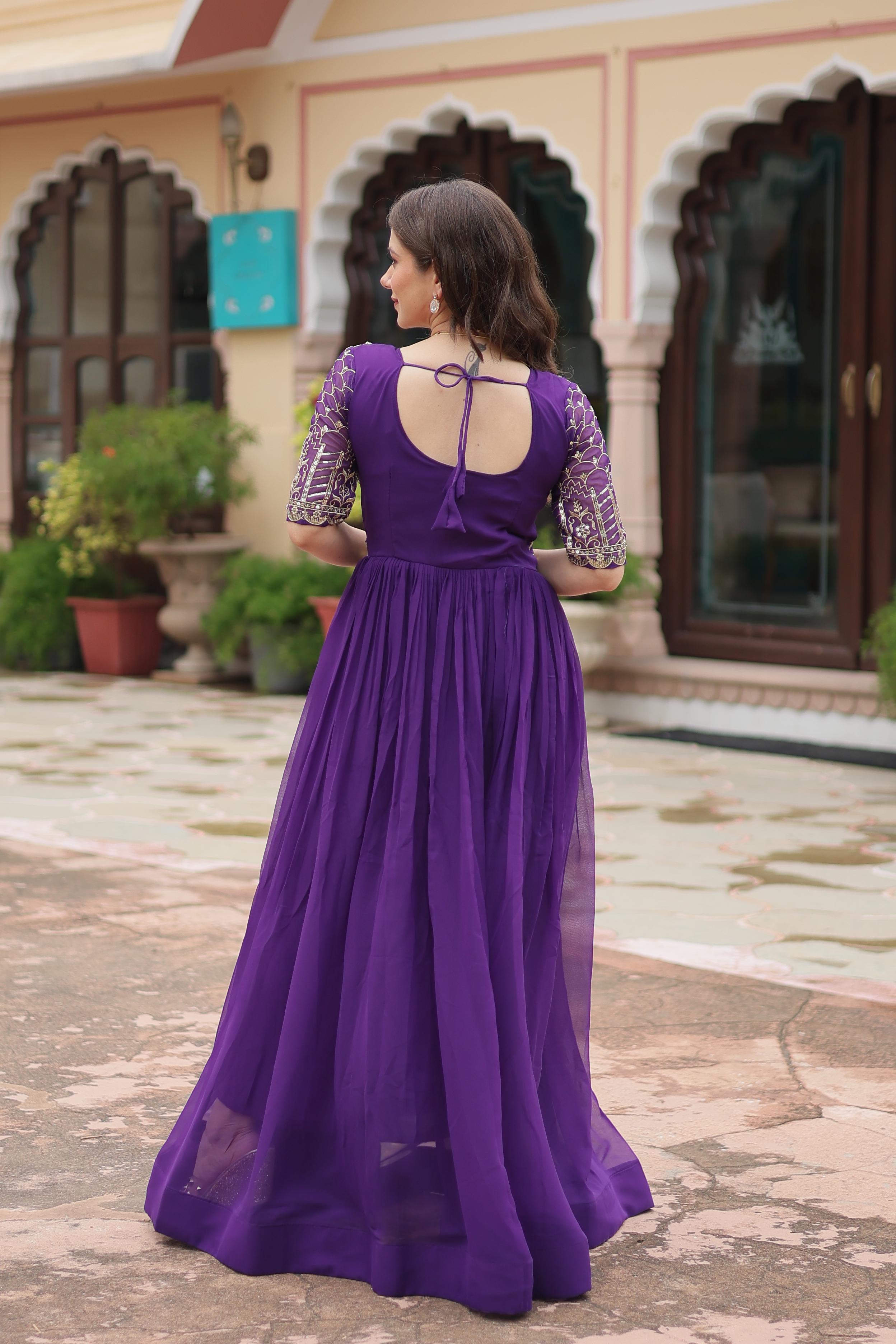 Zari-Thread & Sequins Embroidery Work Gown