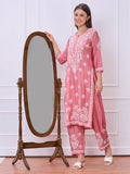 Lucknow Chikankari Hand Embroidered Kurta and Palazzo Set Chanderi Silk