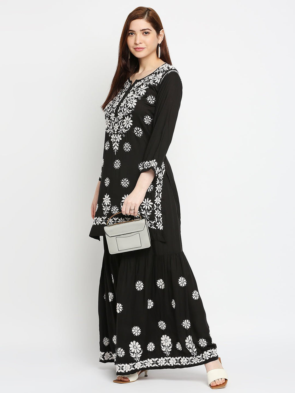 Lucknow Chikankari Hand Embroidered Kurta and Palazzo  Set Modal Cotton