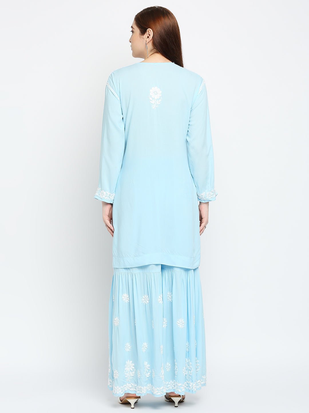 Lucknow Chikankari Hand Embroidered Kurta and Palazzo  Set Modal Cotton
