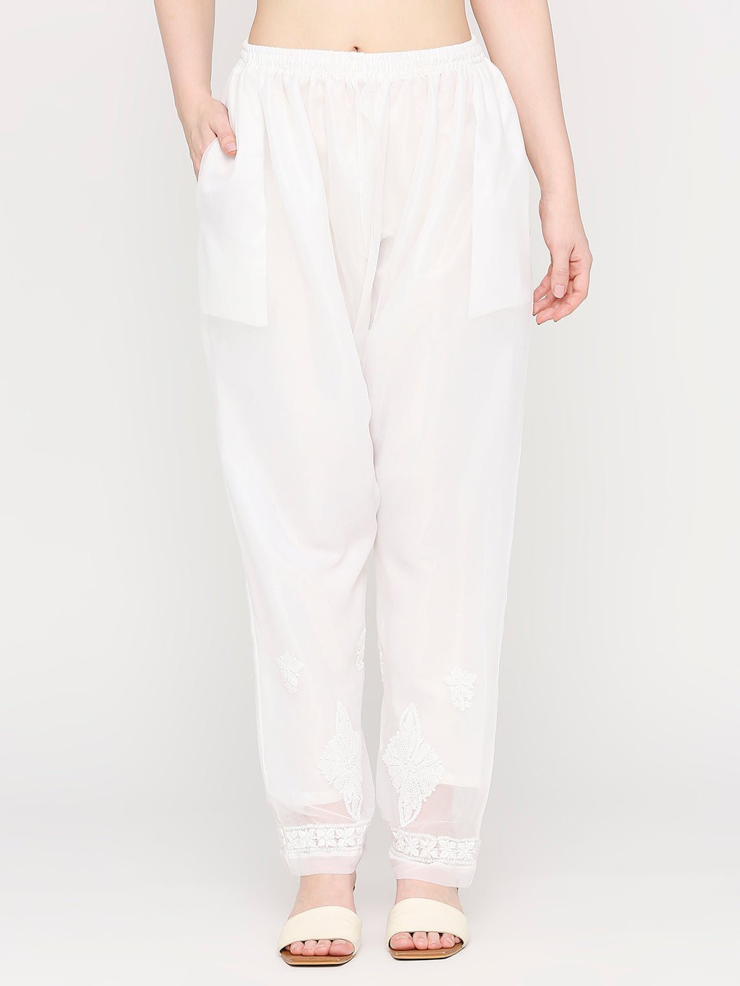 Hand Embroidered Lucknow Chikankari Long Kurta Set and matching Slip