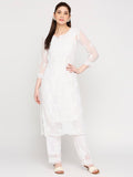Hand Embroidered Lucknow Chikankari Long Kurta Set and matching Slip