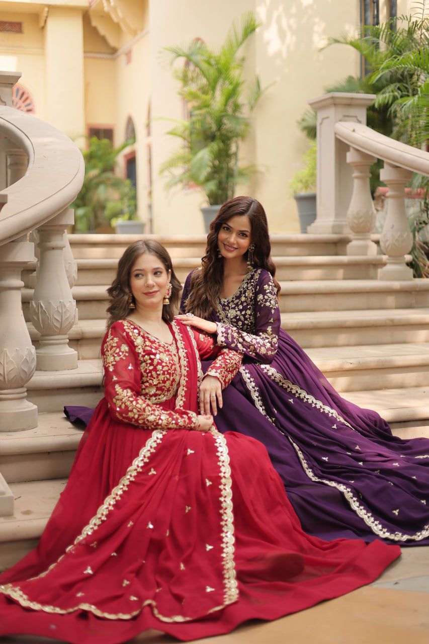 "Blooming Beauty Gown for Women - Faux Sequins & Embroidery - Formal Wear"