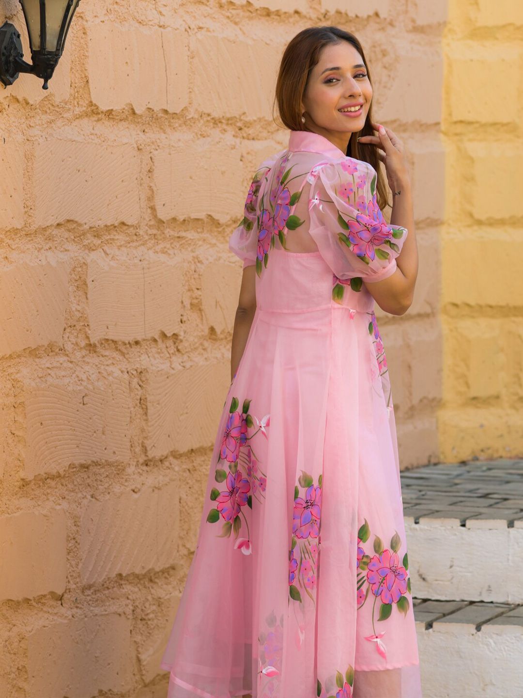 Ananya  Pink Floral Organza Dress