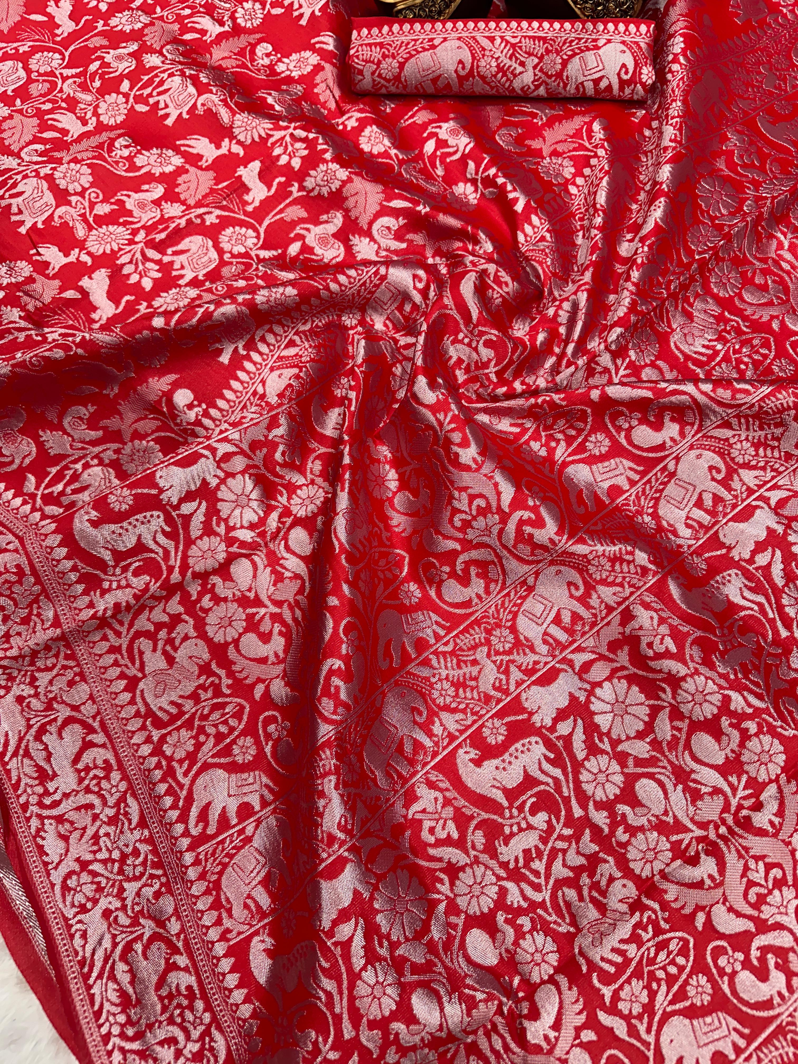 "Pure Love - Organic Banarasi Lichi Silk Saree for Effortless Wedding Style